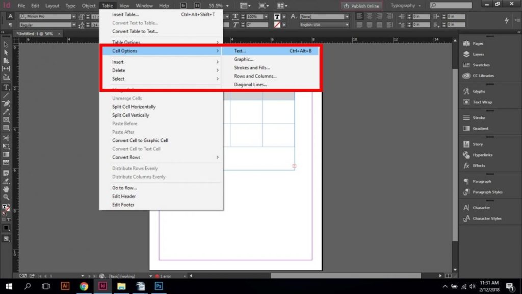 Cell Options in InDesign